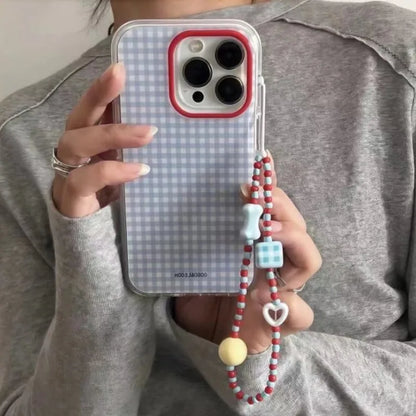 Blue Checkered Grid Pattern Phone Case Iphone 17 Pro 16 15 14 13 12 11 Max 16e X Xr Xs 7 8 Plus Soft