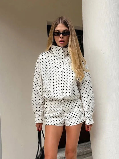 Women's Polka Dot Jacket & Shorts Set