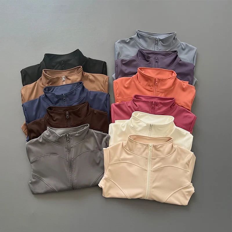 Women's Zip-Up Workout Jacket – Stretch Fitted Running & Yoga