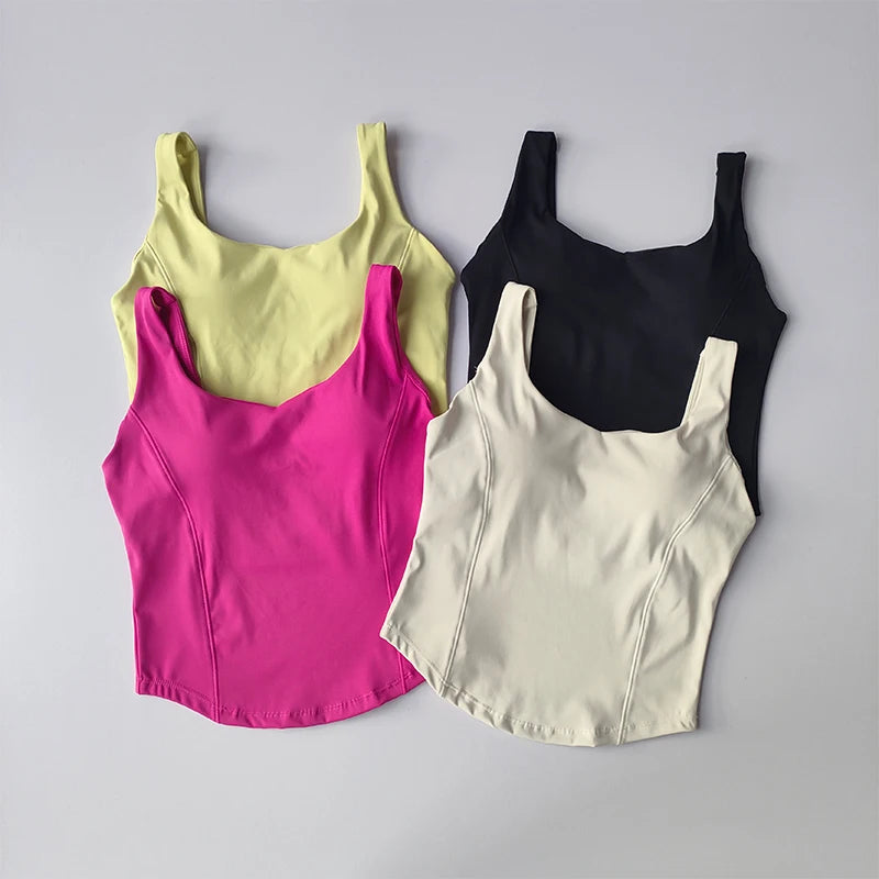 Women's Sports Bra Tank Top Built-In Bra Fitness Yoga Crop Top
