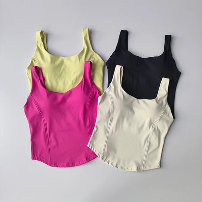 Women's Sports Bra Tank Top Built-In Bra Fitness Yoga Crop Top