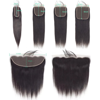 Straight Human Hair Lace Closure & Frontal - Remy Hair