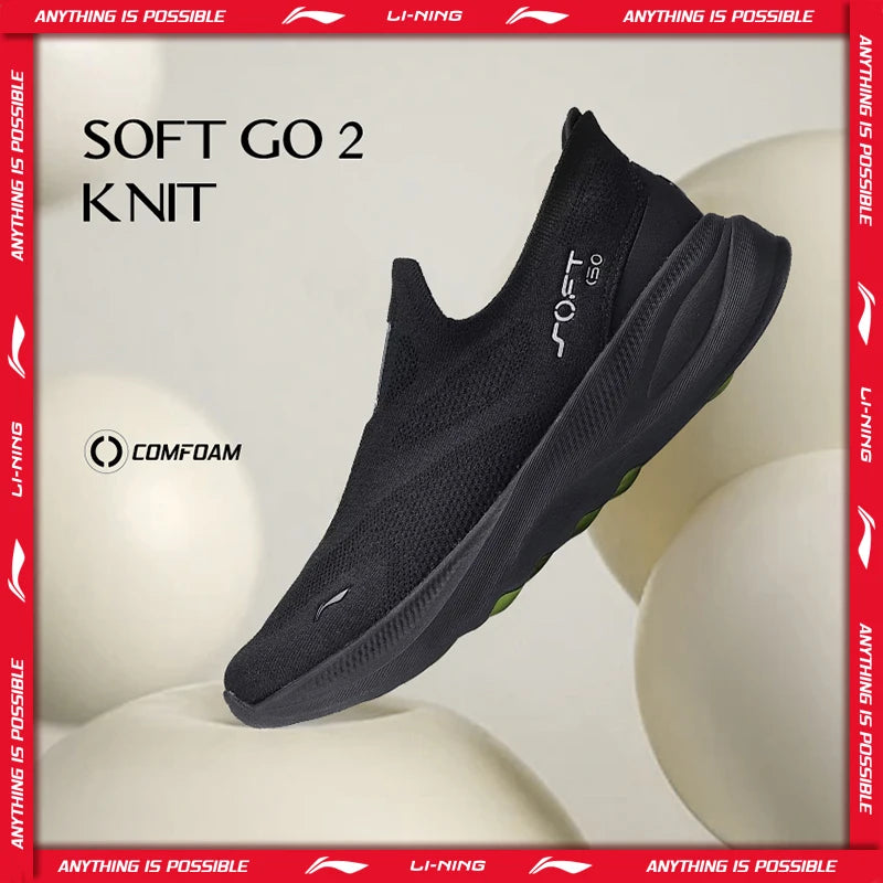 Slip-On Walking Shoes – Li-Ning Soft Go 2 Men's Knit Sneakers