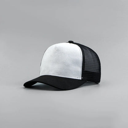Five-Panel Suede Mesh Trucker Cap – Unisex Baseball Hat