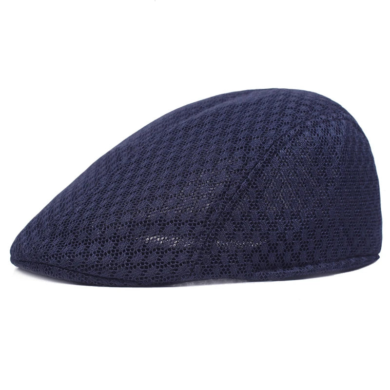 Mesh Beret Flat Cap – Unisex Breathable Newsboy Hat