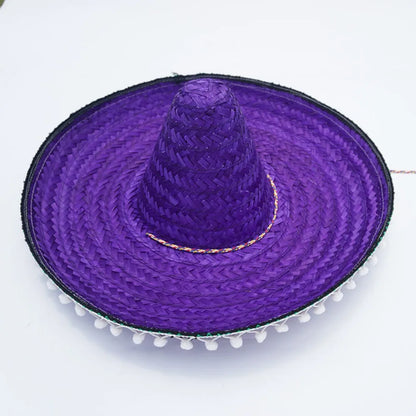Colorful Mexican Sombrero Party Hat – Wide Brim Straw Hat