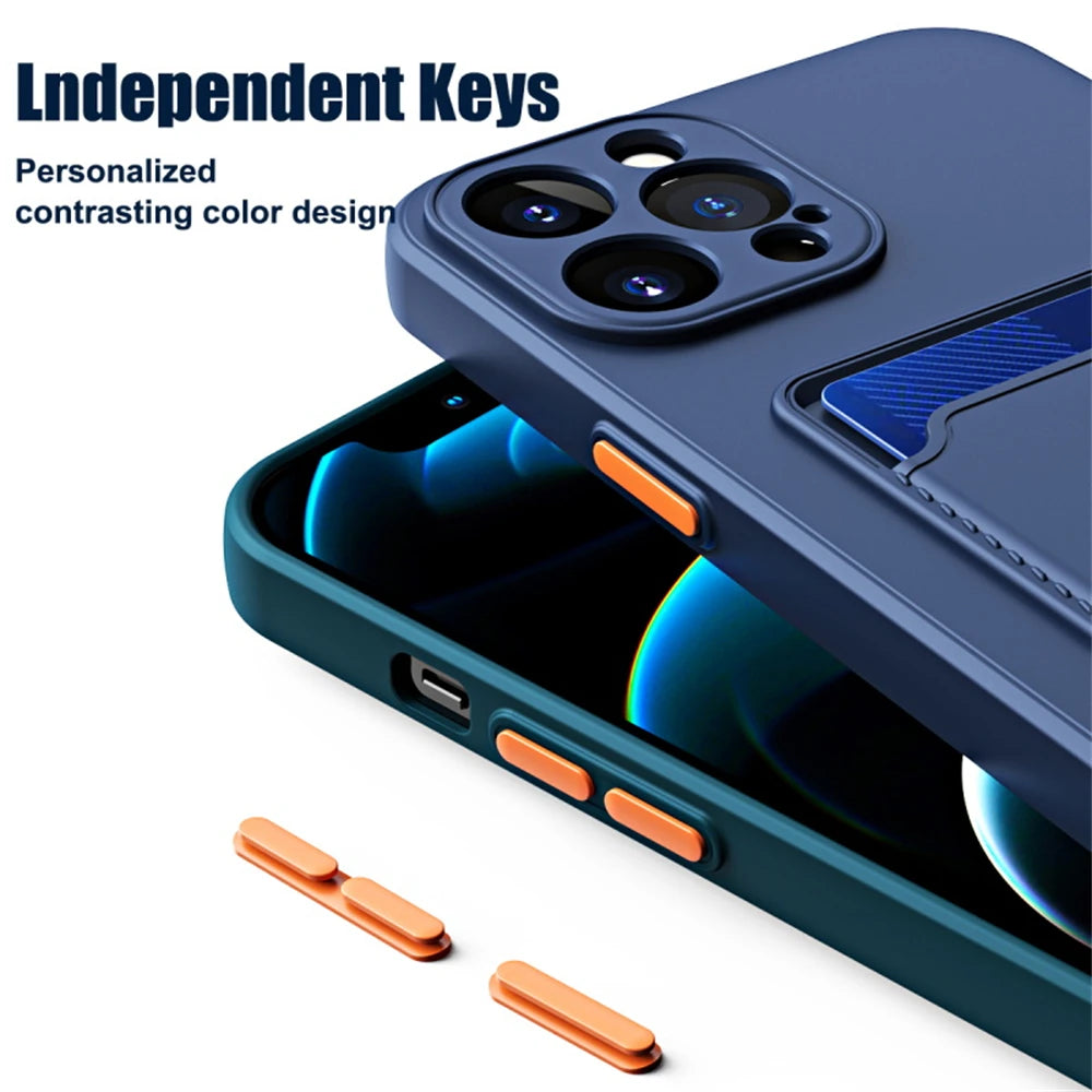 Luxury Soft Silicone Wallet Case Funda Iphone 17 Air 16 15 14 11 13 12 Pro Max Plus Card Holder Slot