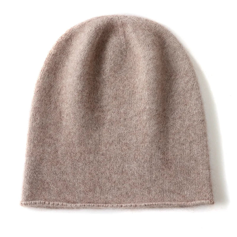 100% Cashmere Knit Beanie – Luxury Winter Hat for Women & Men