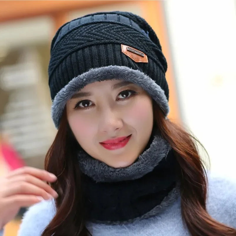 Winter Knit Beanie & Fleece Neck Gaiter Set