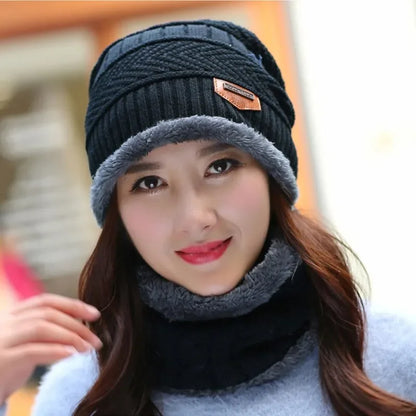 Winter Knit Beanie & Fleece Neck Gaiter Set