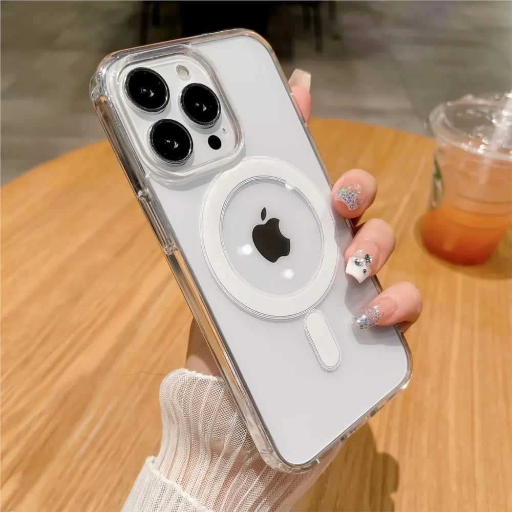 Magesafe Magnetic Transparent Wireless Charge Case Iphone 11 12 13 14 15 16 Pro Max Plus Mini
