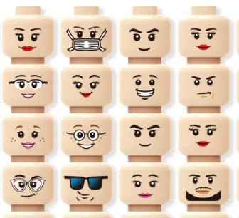 DIY Minifigure Print Heads – 10 Pcs LEGO-Compatible Assorted Faces