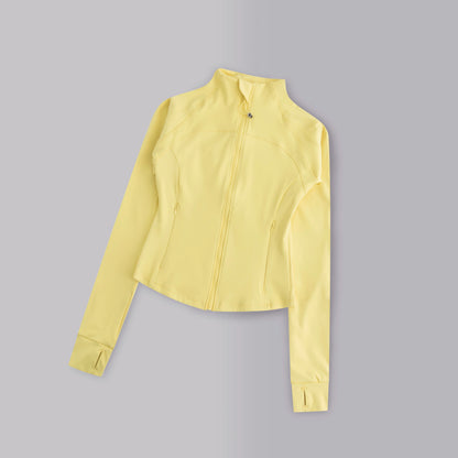 Women's Full-Zip Yoga Running Jacket with Thumbholes – Long Sleeve Gym Top