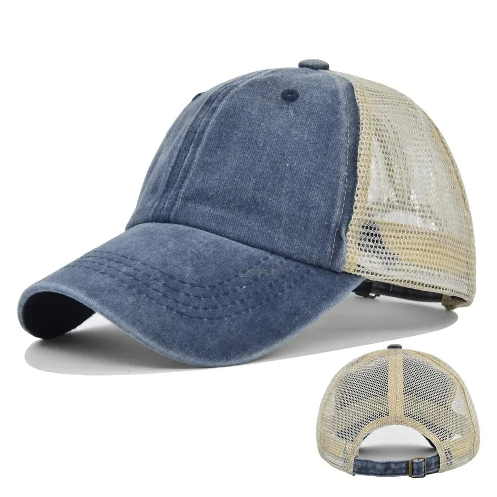 Washed Cotton Trucker Hat – Unisex Mesh Baseball Cap