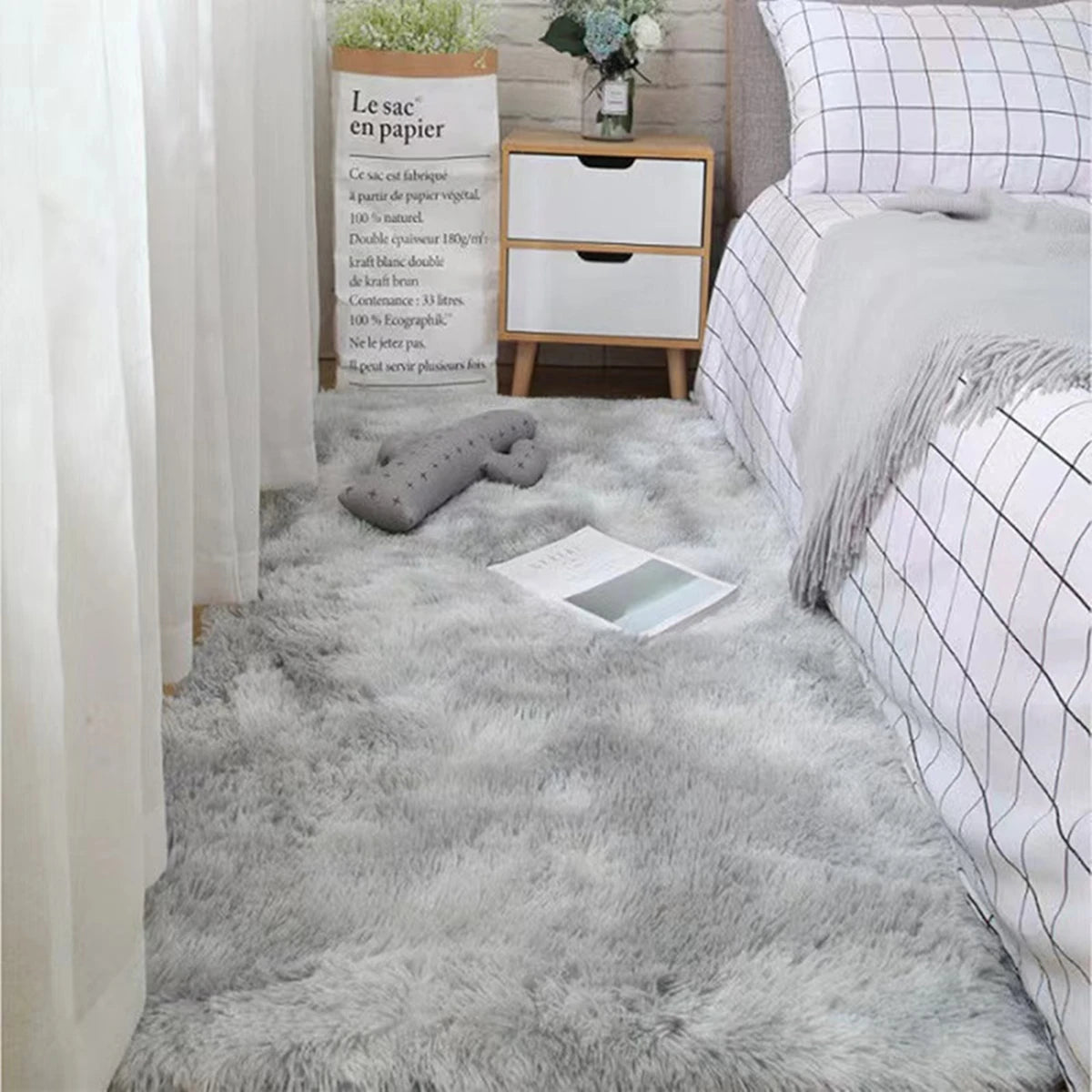 Fluffy Shaggy Area Rug – Soft Tie-Dye Plush Carpet for Bedroom & Living Room