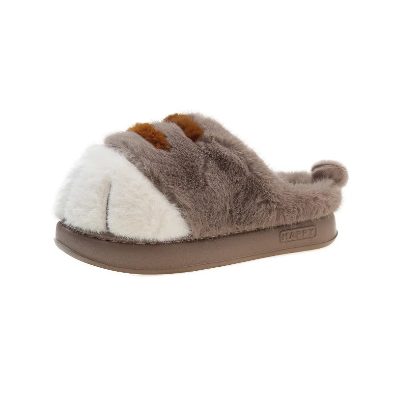 Adorable Kitty Claw Slippers Women S Home Shoes Non Slip Furry Mules Female Warm Fluffy Slides