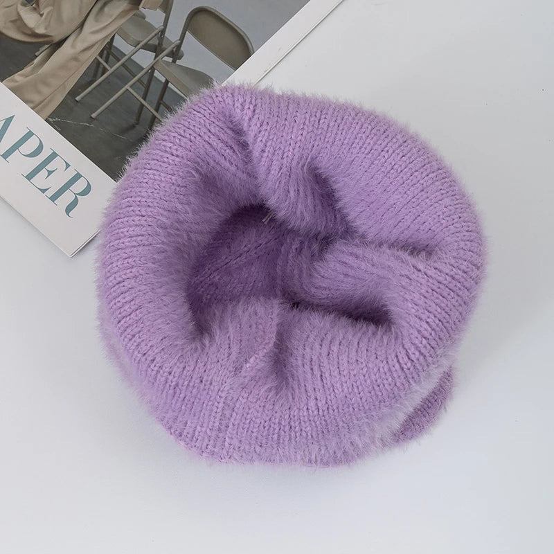 Women's Earflap Beanie – Faux Fur Knit Winter Hat