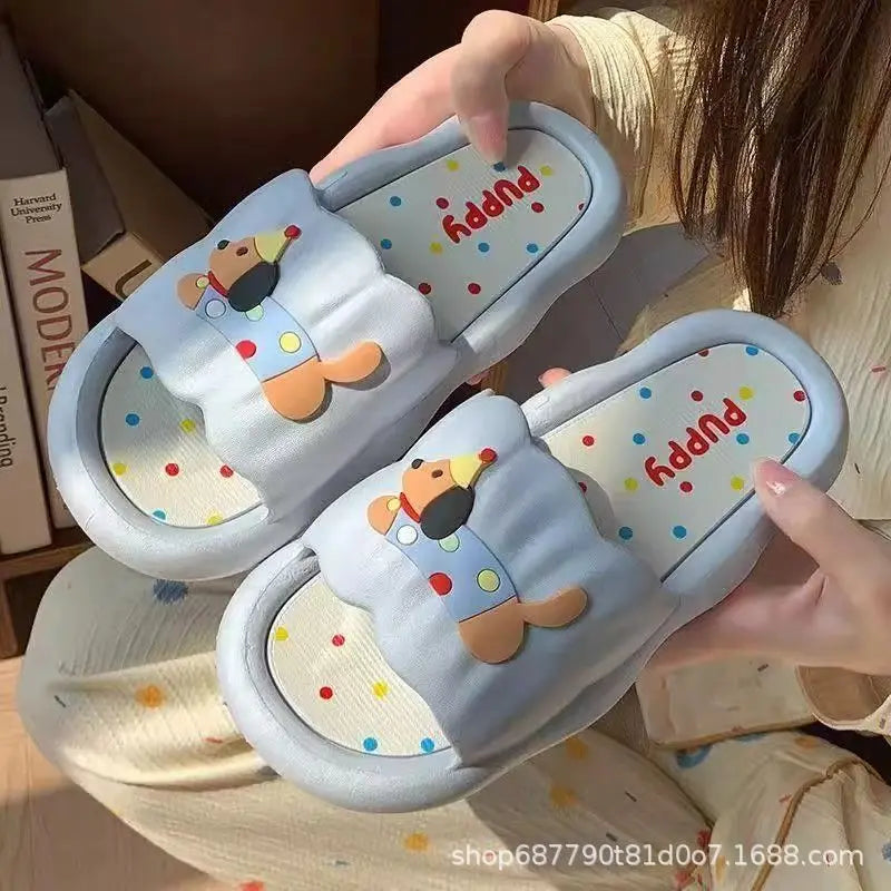 Cartoon Puppy Slippers Women Cushioned Anti-Slip Open-Toe