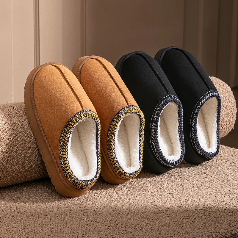 Women S Plush Slippers Winter Warm House Shoes Thick Eva Sole Indoor Outdoor Use Cozy Non-Slip