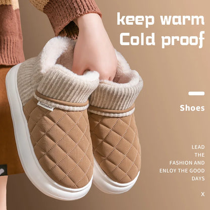 Winter Thick Soled Anti Slip Warm Cotton Shoes Fleece Bag Slippers External Wear - Anti Slip Thick