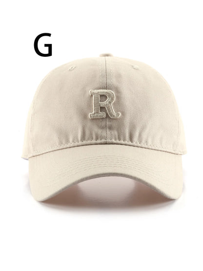 Letter R Embroidered Baseball Cap – Unisex Cotton Hat