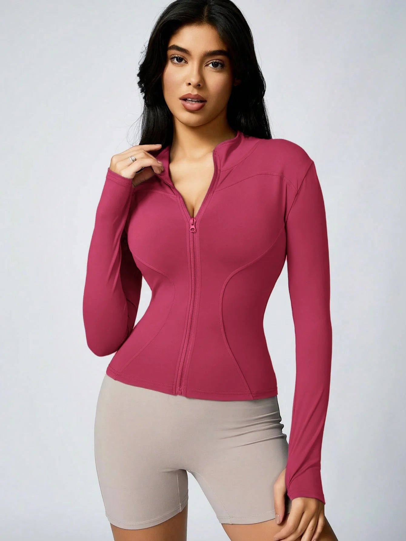 Women's Zip-Up Sports Jacket – Slim Fit Athletic Top