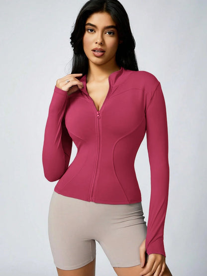 Women's Zip-Up Sports Jacket – Slim Fit Athletic Top