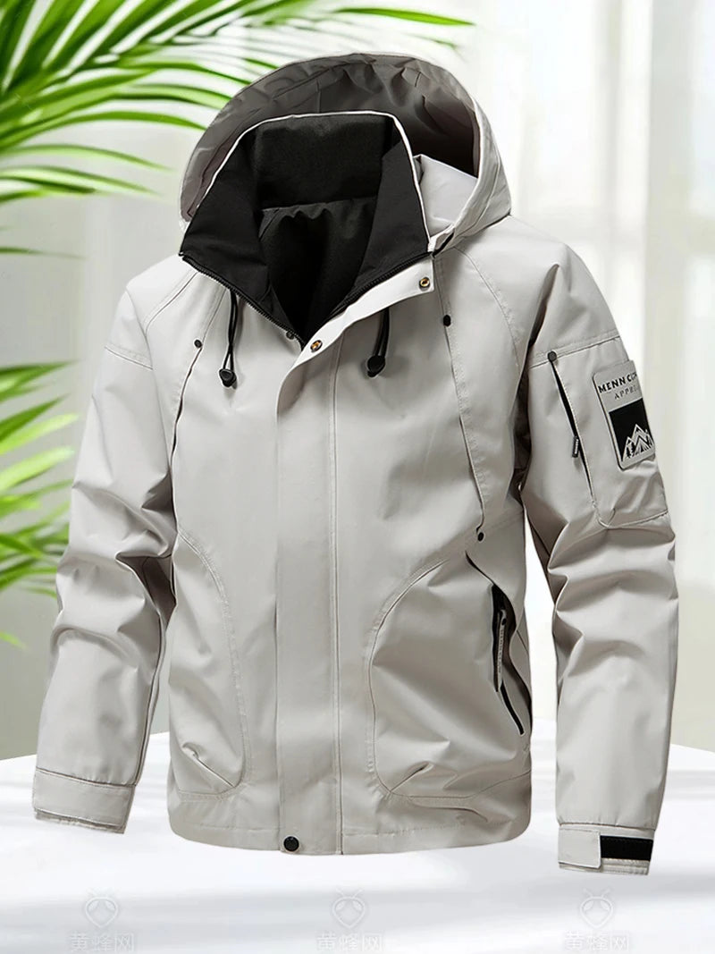 Men's Waterproof Hooded Outdoor Jacket – Lightweight Windbreaker