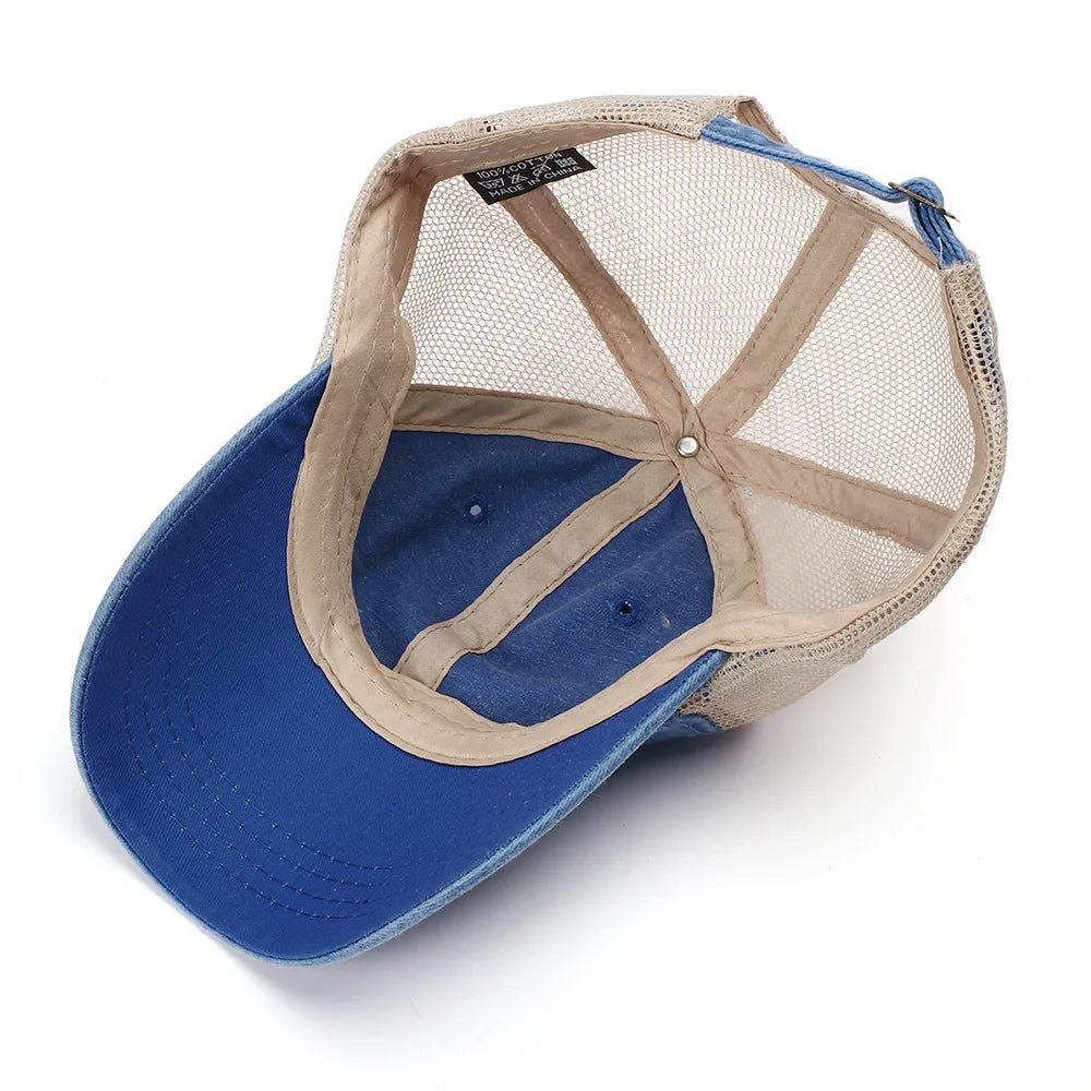 Washed Cotton Trucker Hat – Unisex Mesh Baseball Cap