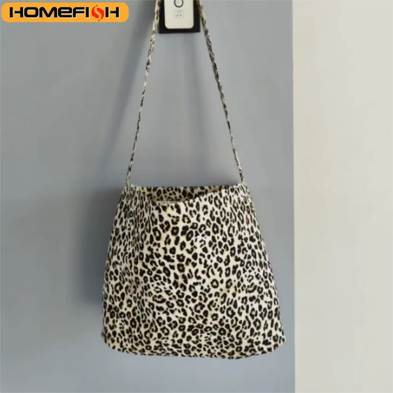 Leopard Print Canvas Shoulder Bag – Korean Style Messenger Bag
