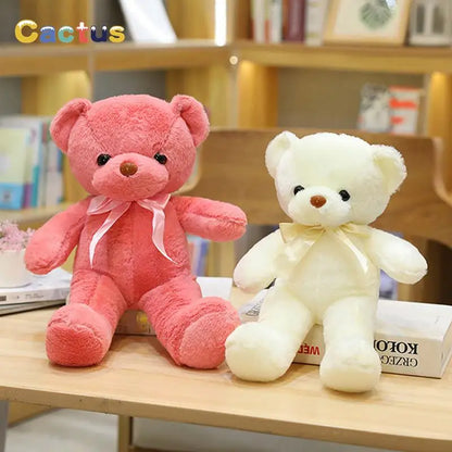 Colorful Teddy Bear Plush Toy with Bow – Soft Stuffed Animal Gift