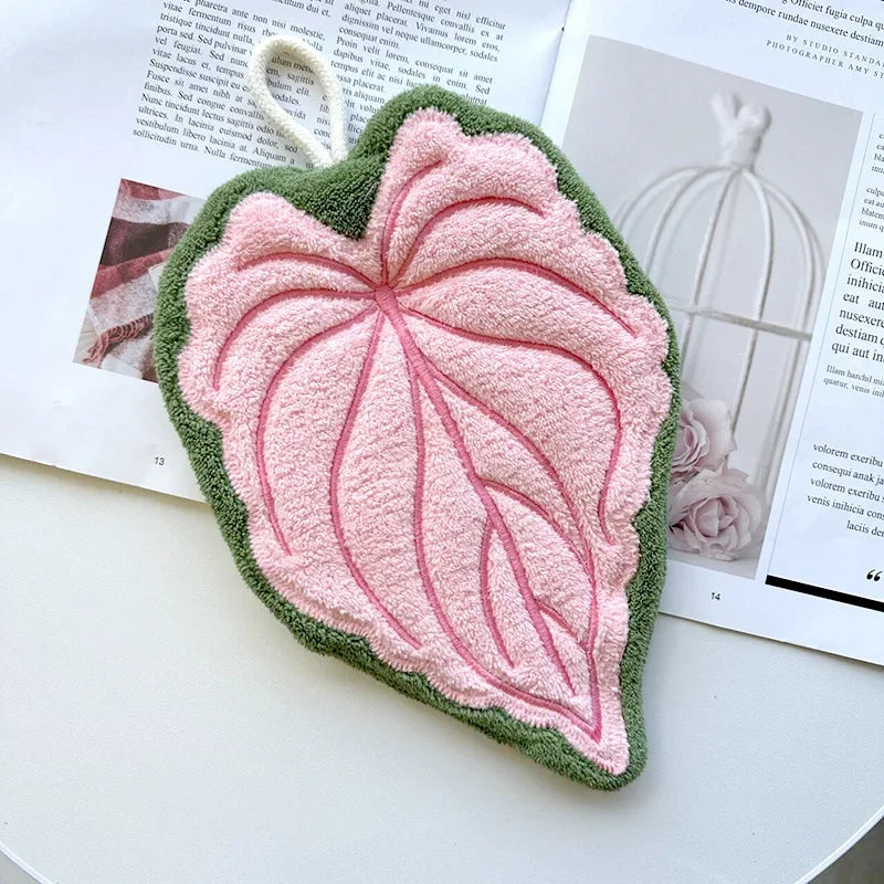 Washable Clear Plant Print Towels Ultra-Absorbent Quick-Dry Hanging Loop Bathroom Kitchen Thumb Hand
