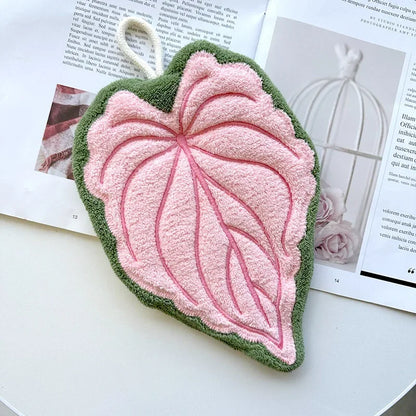 Washable Clear Plant Print Towels Ultra-Absorbent Quick-Dry Hanging Loop Bathroom Kitchen Thumb Hand