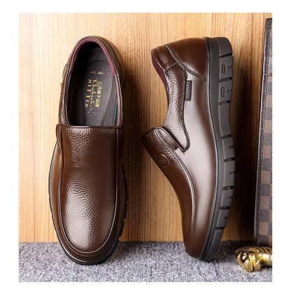 Men's Leather Slip-On Loafers – Soft Sole Casual Walking Shoes