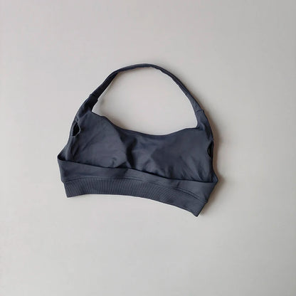 Seamless Padded Sports Bra – Backless Halter Crop Top for Women