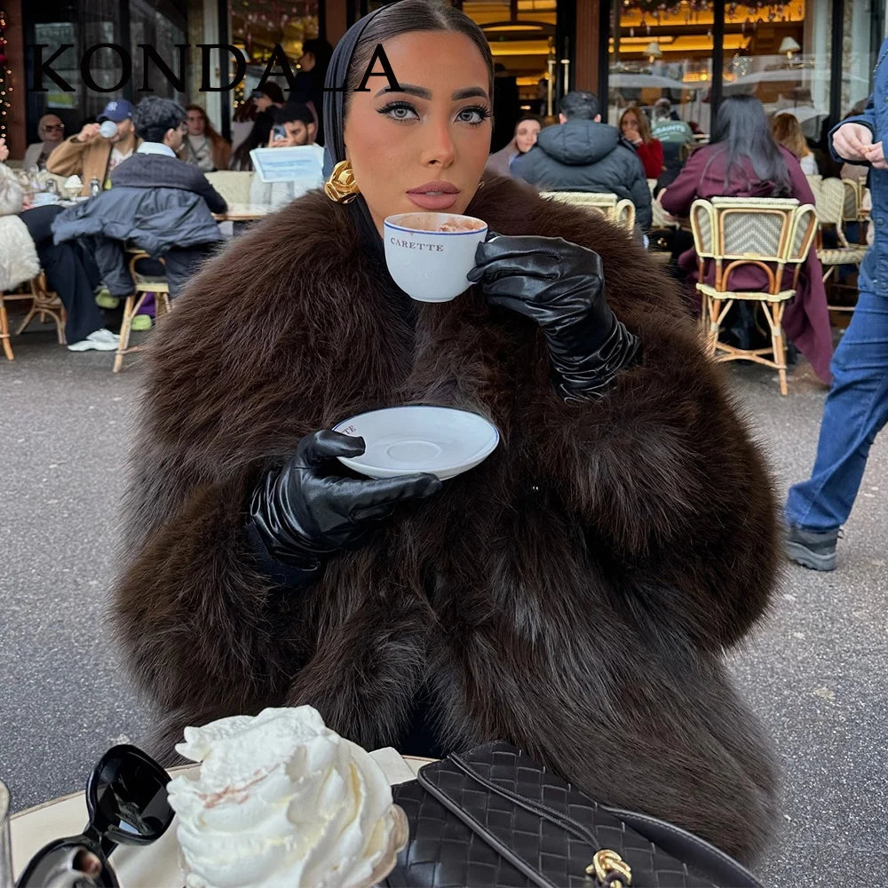 Women's Faux Fur Jacket – Fluffy Oversized Collar Warm Coat