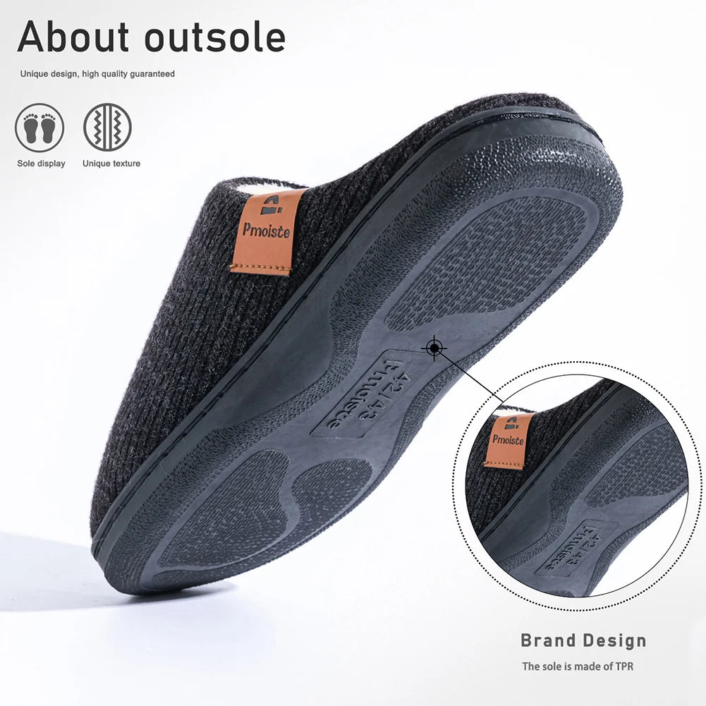 Winter Men S Slippers Memory Cotton Shoe Pad Tpr Large Sole Flat Bottom Anti Slip Warm Comfortable