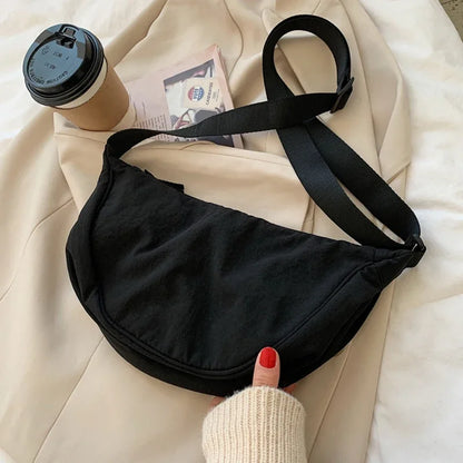 Nylon Crescent Shoulder Bag for Women – Casual Crossbody