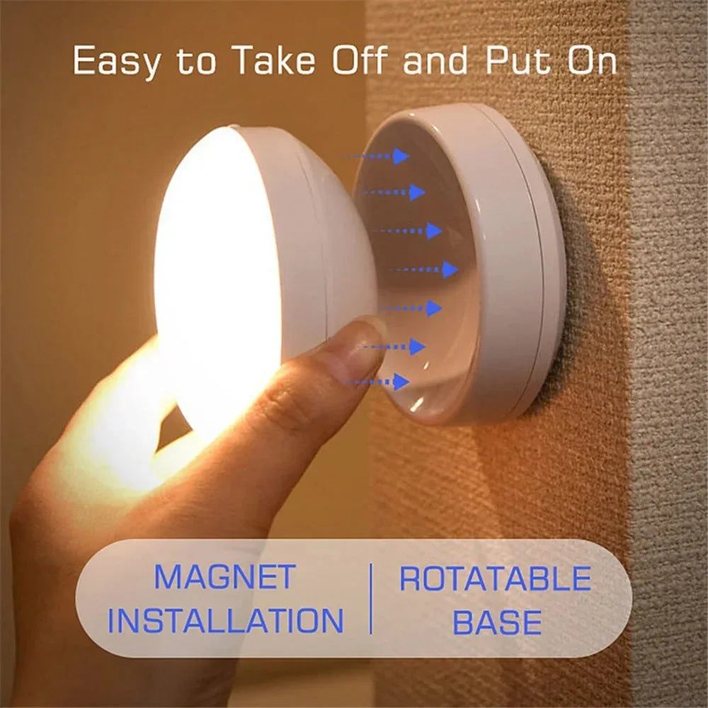 Night Light Usb Motion Sensor Charging Round Energy-Saving Led Lamp Bedroom Corridor Home Bathroom