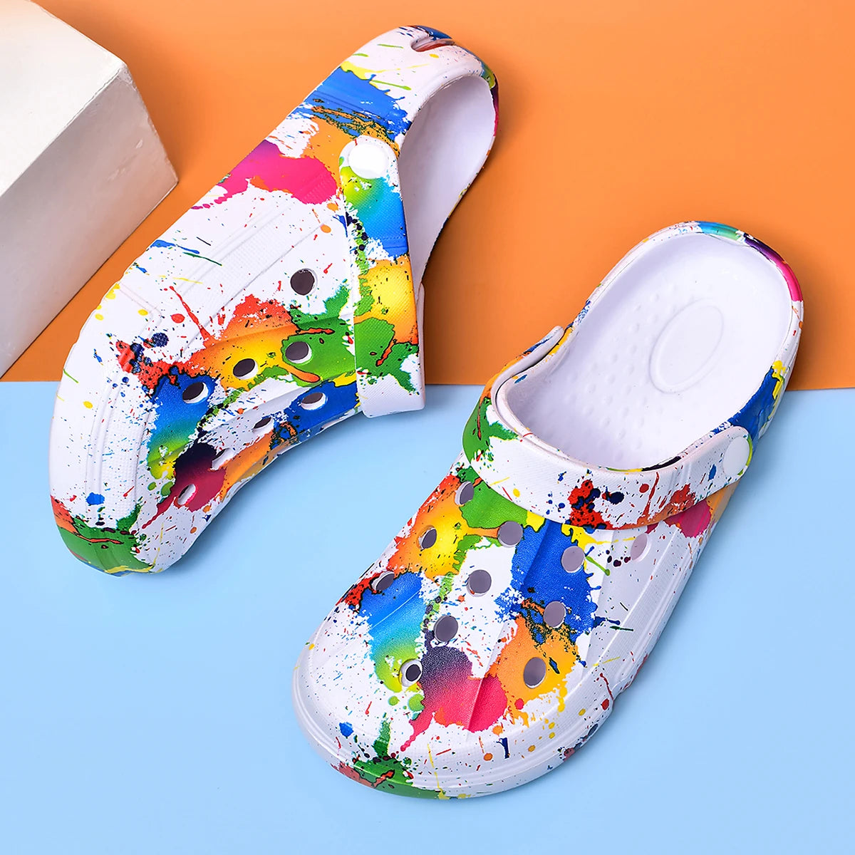 Unisex Paint Splatter Clogs – Breathable Slip-On Garden Shoes