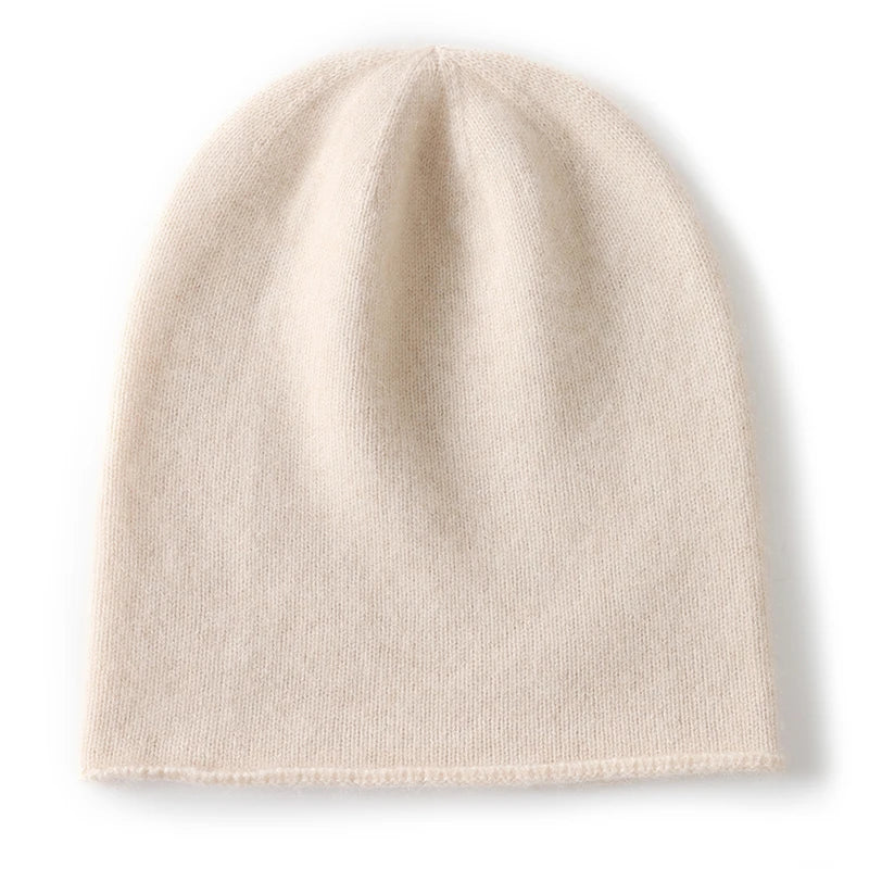 100% Cashmere Knit Beanie – Luxury Winter Hat for Women & Men