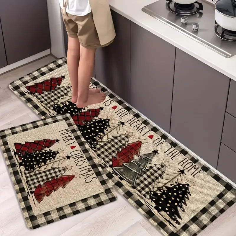 Christmas Kitchen Rug Set – Non-Slip Soft Holiday Floor Mat