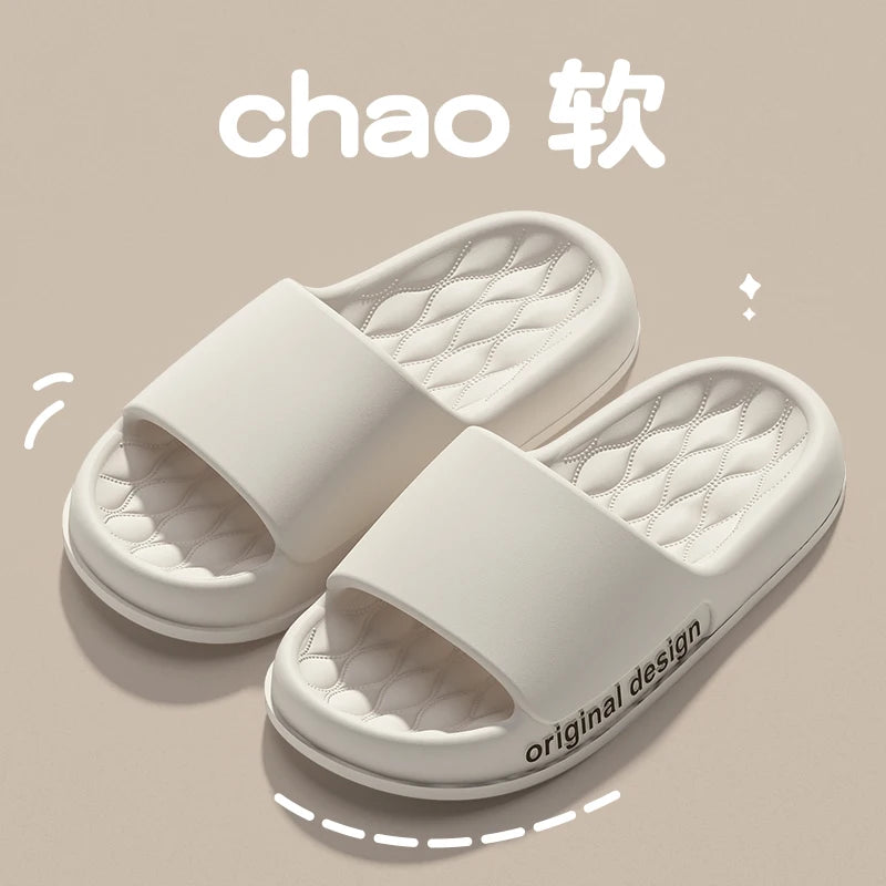 Men Trend Summer Slippers Soft Non-Slip Sole Cloud Sandals Home Beach Indoor Outdoor - Soft