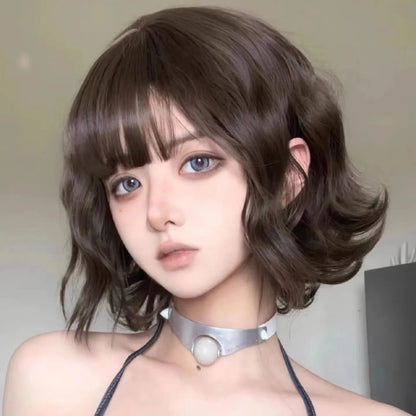 Short Curly Wig with Bangs - Natural Wavy Bob for Women