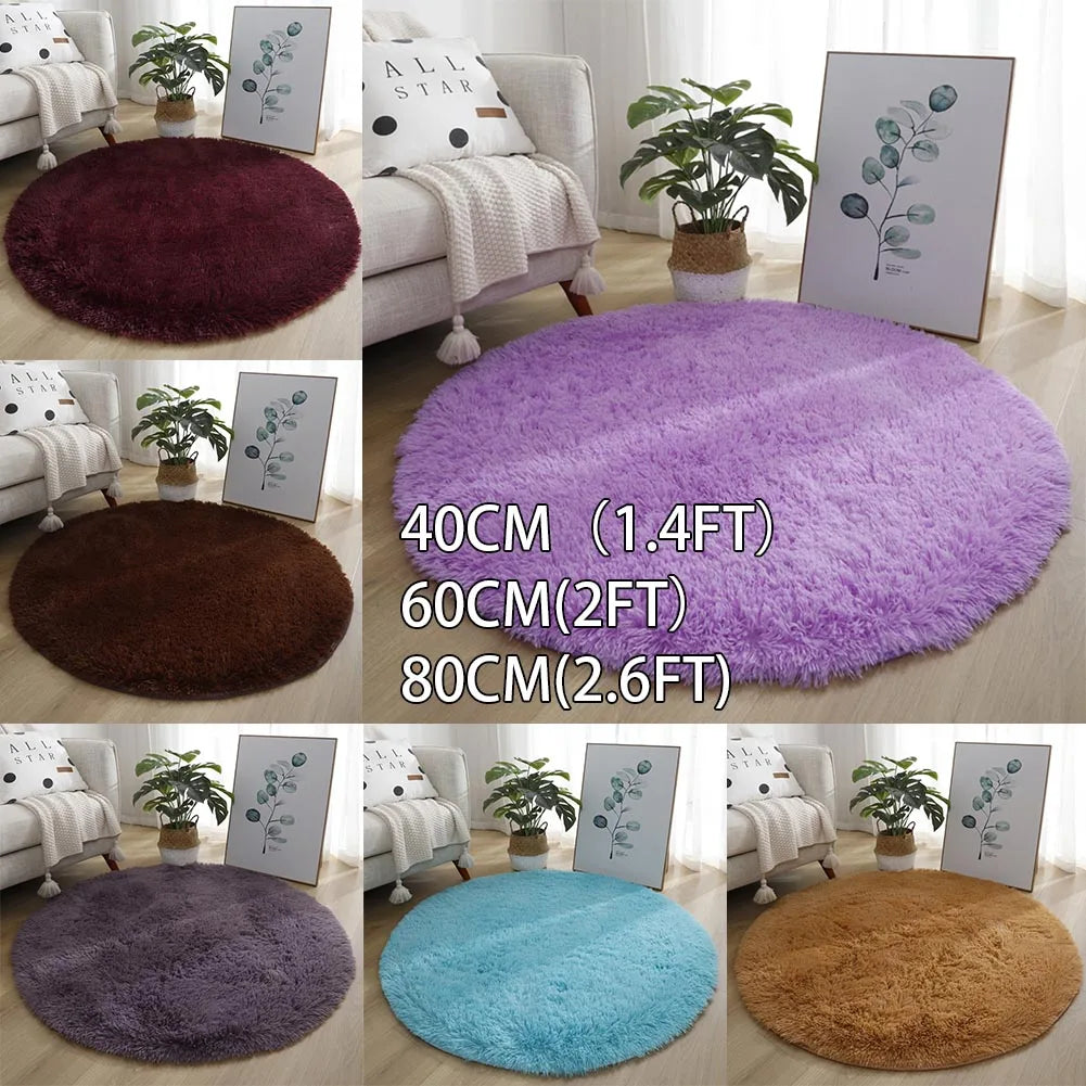 Round Shaggy Rug – Super Soft Fluffy Carpet for Living Room & Bedroom