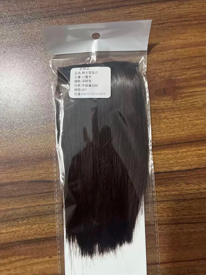 Synthetic Short Straight Pad Invisible Hair Extension Lining Top Side Cover Hairpiece Women