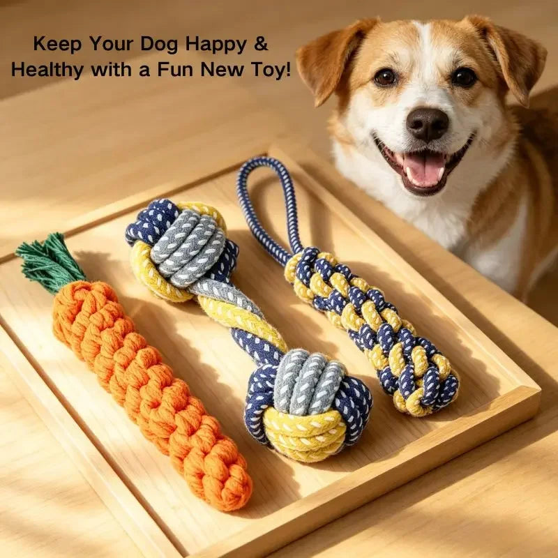Dog Chew Toy – Plant-Dyed Cotton Rope, Teeth Cleaning