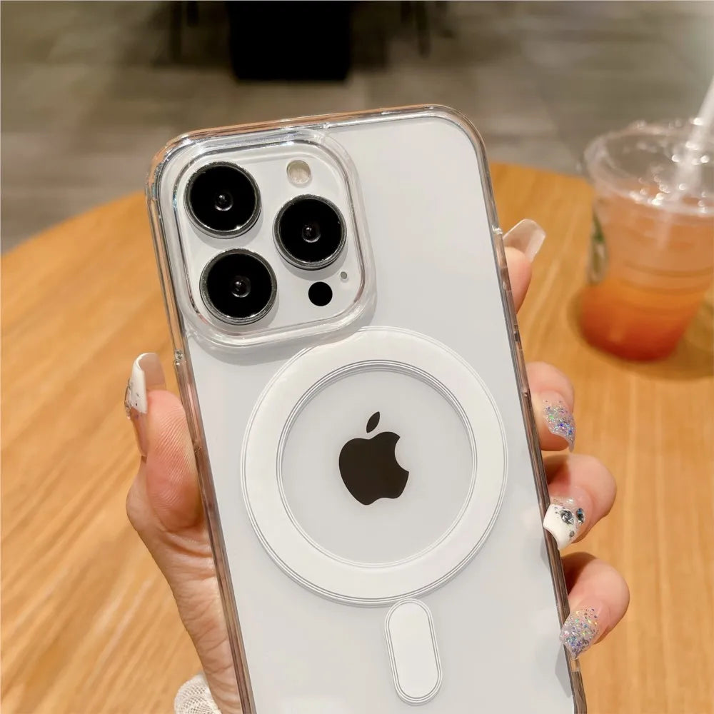 Magesafe Magnetic Transparent Wireless Charge Case Iphone 11 12 13 14 15 16 Pro Max Plus Mini