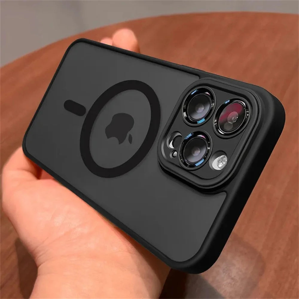 Lens Protection Case Iphone 11 12 13 Proa Mx Mini 15 16 Plus 14 Matte Translucent Magsafe Wireless