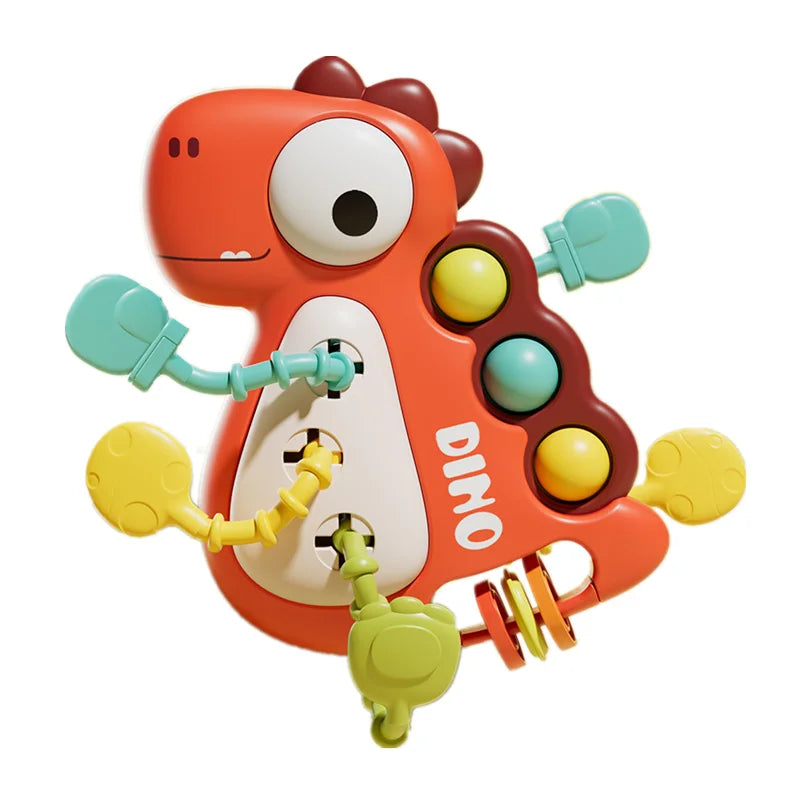 Baby Pull String Sensory Toy – Silicone Teething Rattle